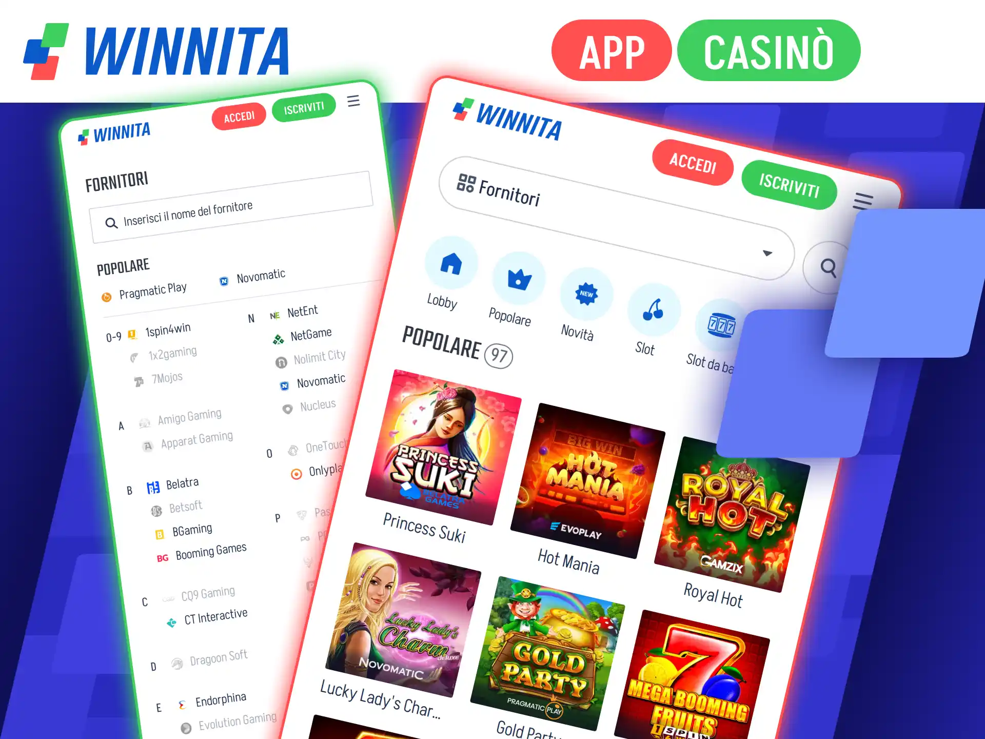 Gioca alle slot machine usando l'applicazione ufficiale Winnita casinò.