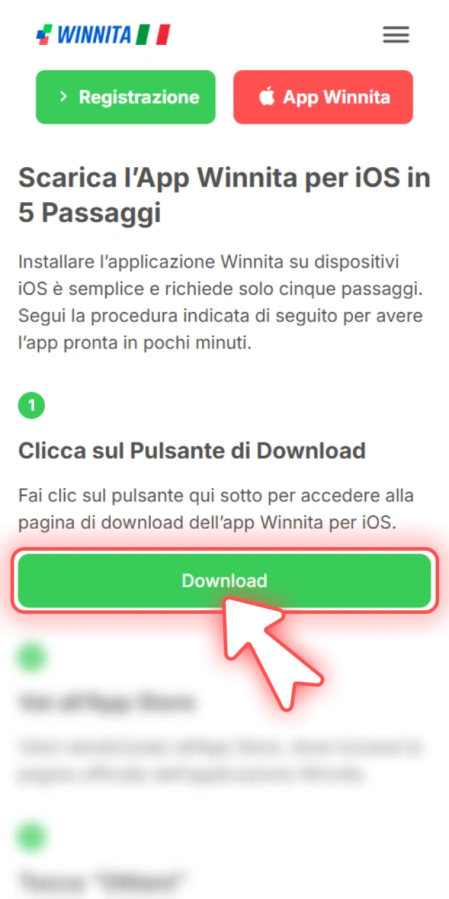 Clicca sul pulsante per scaricare l'applicazione dal sito ufficiale Winnita.