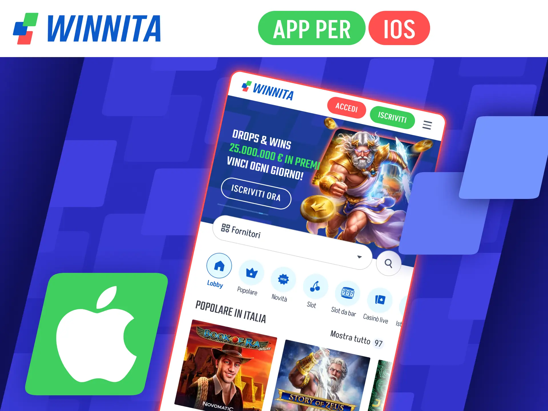 Scarica l'applicazione iOS per iPhone dal portale ufficiale Winnita.
