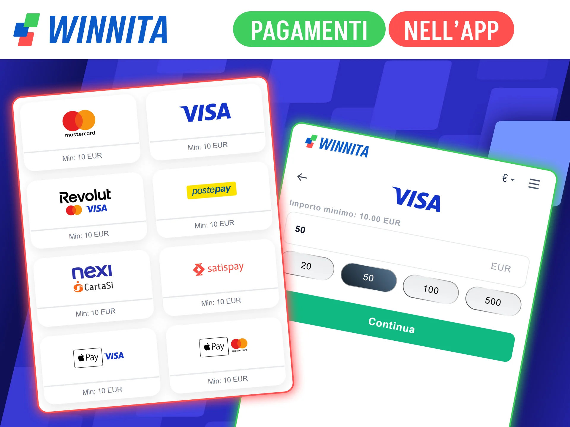 Ricarica il conto di gioco dall'applicazione ufficiale Winnita mobile.