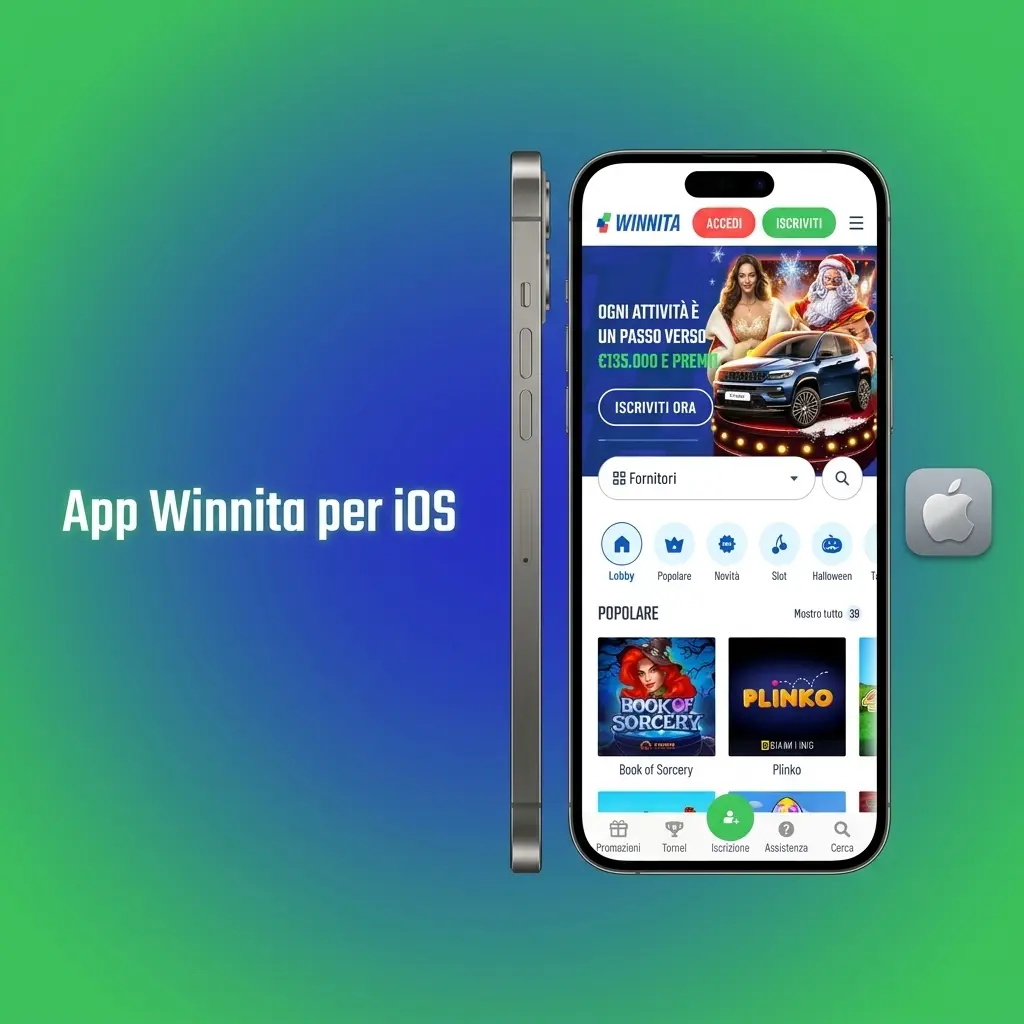 App Winnita per iOS su iPhone e iPad: gratuita, richiede iOS 13.0, 150 MB di spazio e connessione mobile stabile.