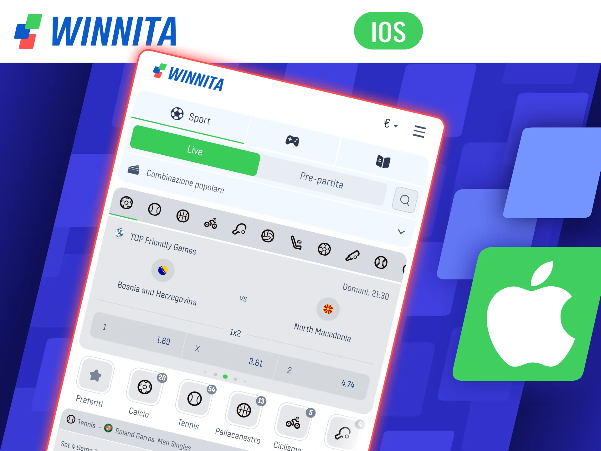 Installa l'applicazione iOS per iPhone dal portale ufficiale Winnita.
