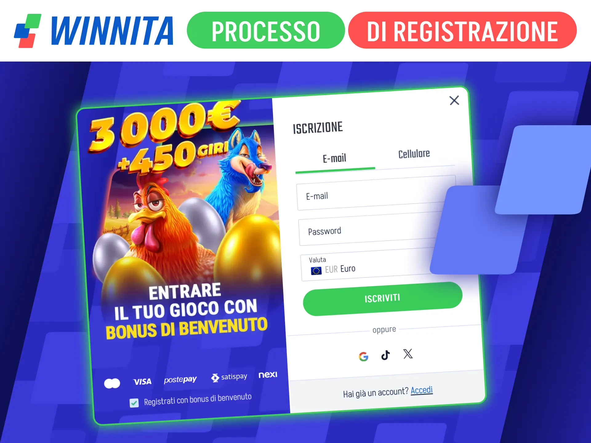Apri un conto di gioco sul modulo ufficiale Winnita adesso.
