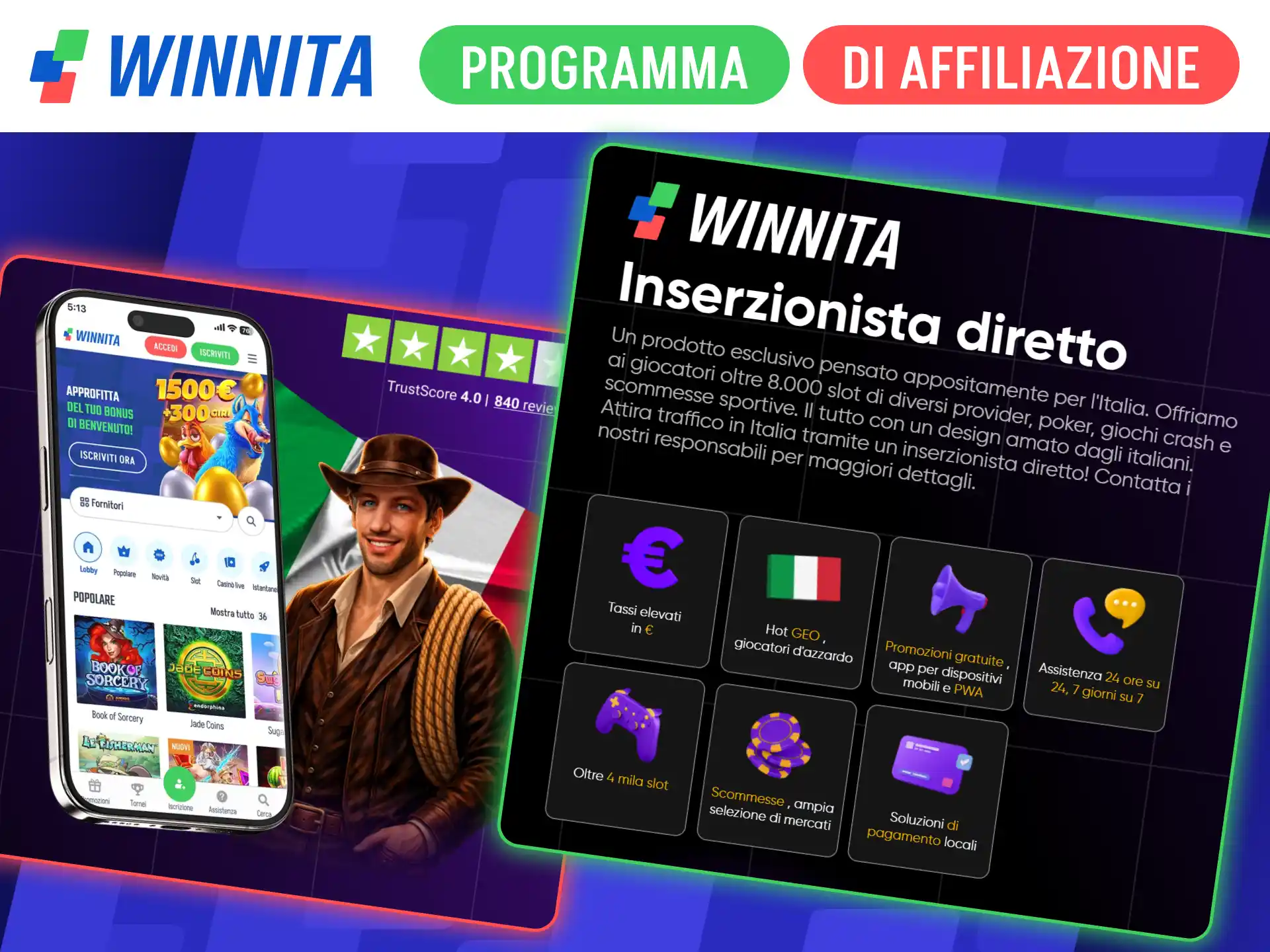 Guadagna commissioni unendoti al programma affiliazione ufficiale della Winnita.