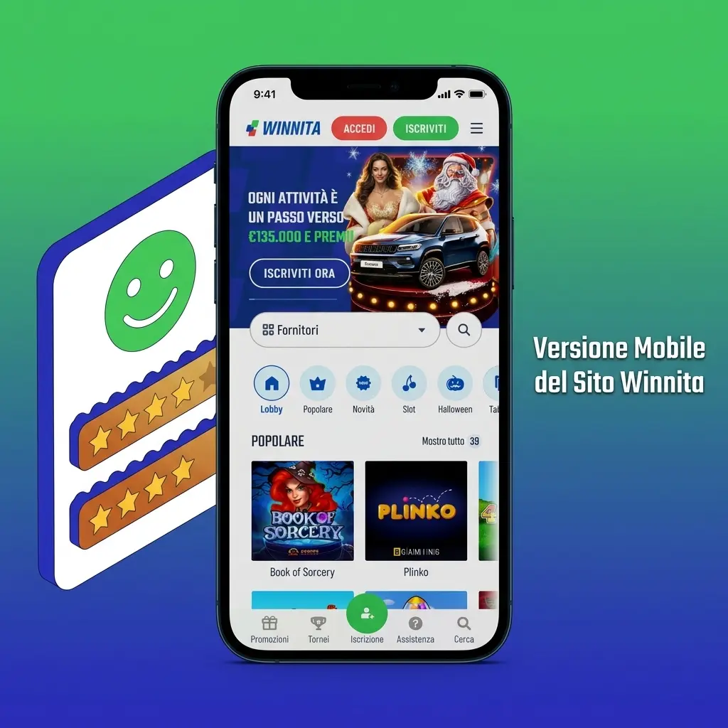 Versione mobile del sito Winnita su smartphone e tablet con scommesse sportive e casinò online