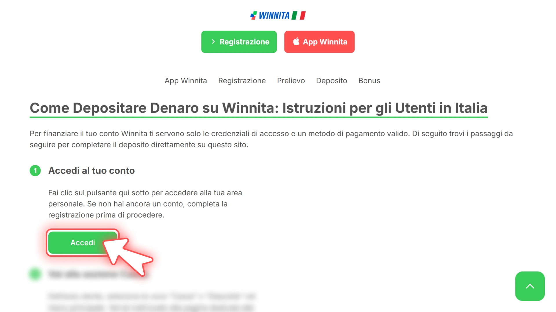 Esegui il login al tuo account sul portale ufficiale Winnita.