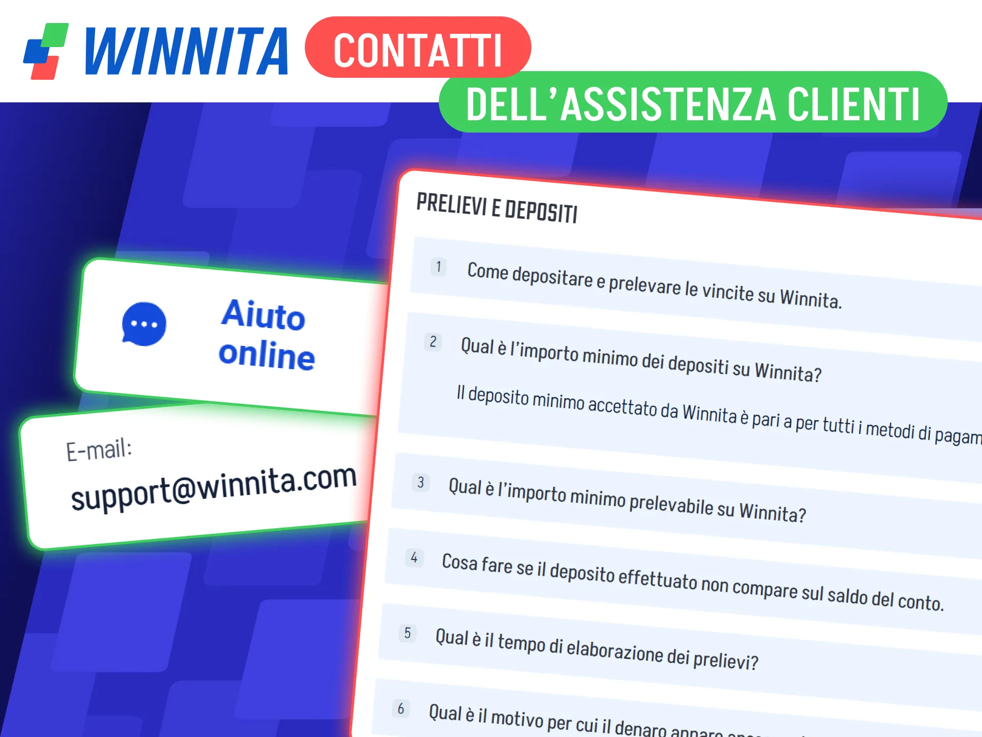 Contatta il servizio assistenza clienti sul canale di supporto ufficiale Winnita.
