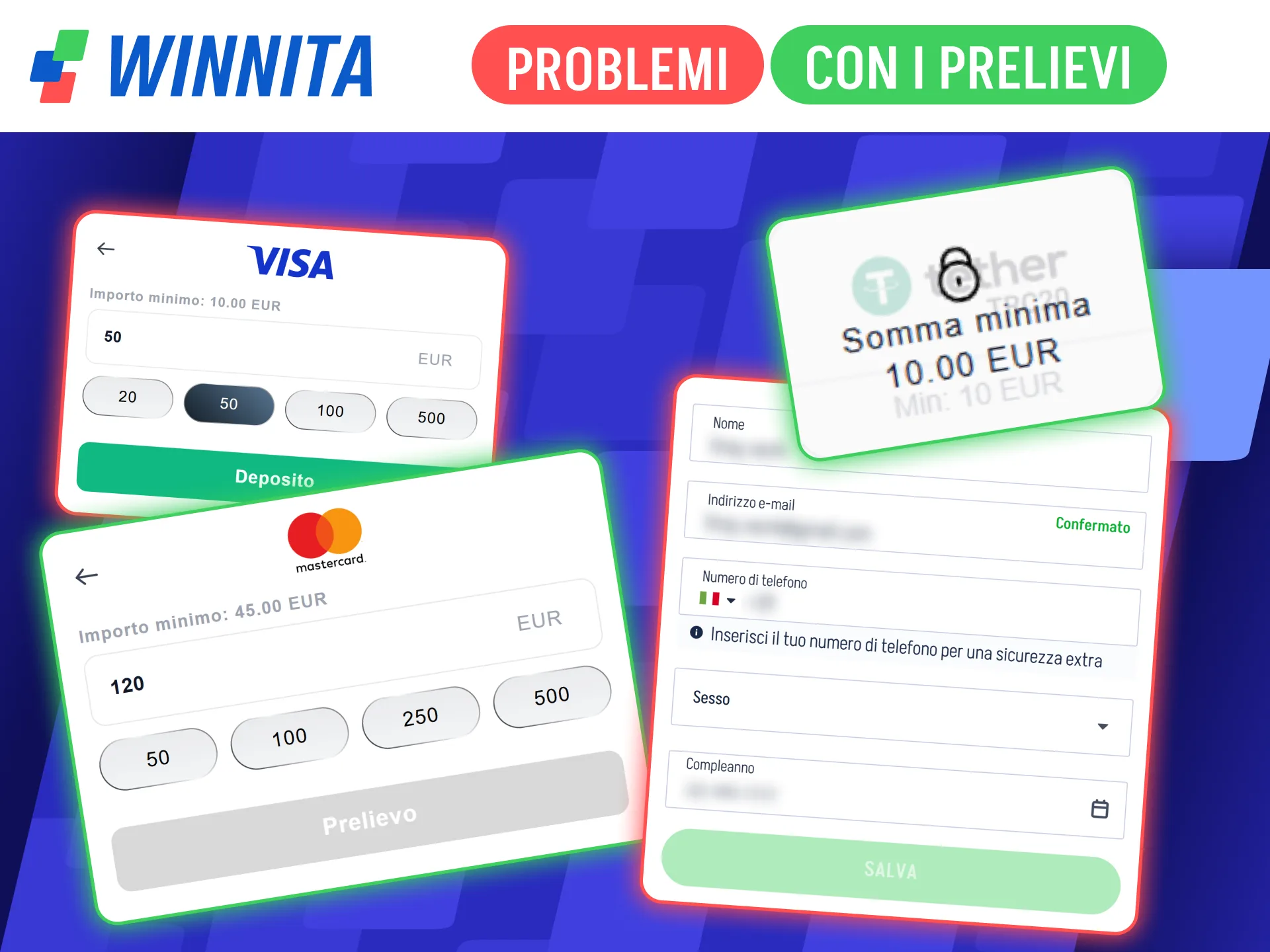 Risolvi i problemi con i prelievi tramite supporto ufficiale Winnita.