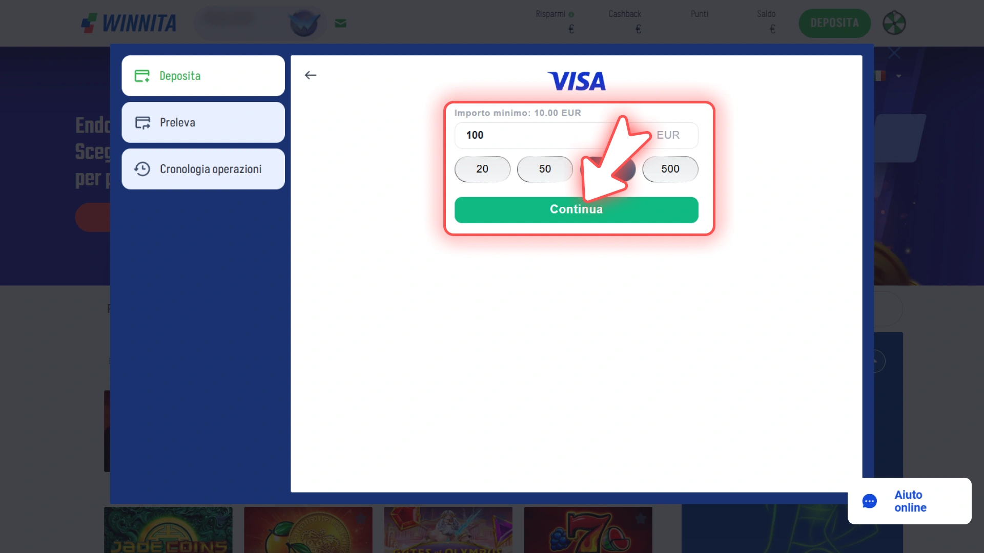 Effettua il tuo primo deposito sicuro sul portale ufficiale Winnita.