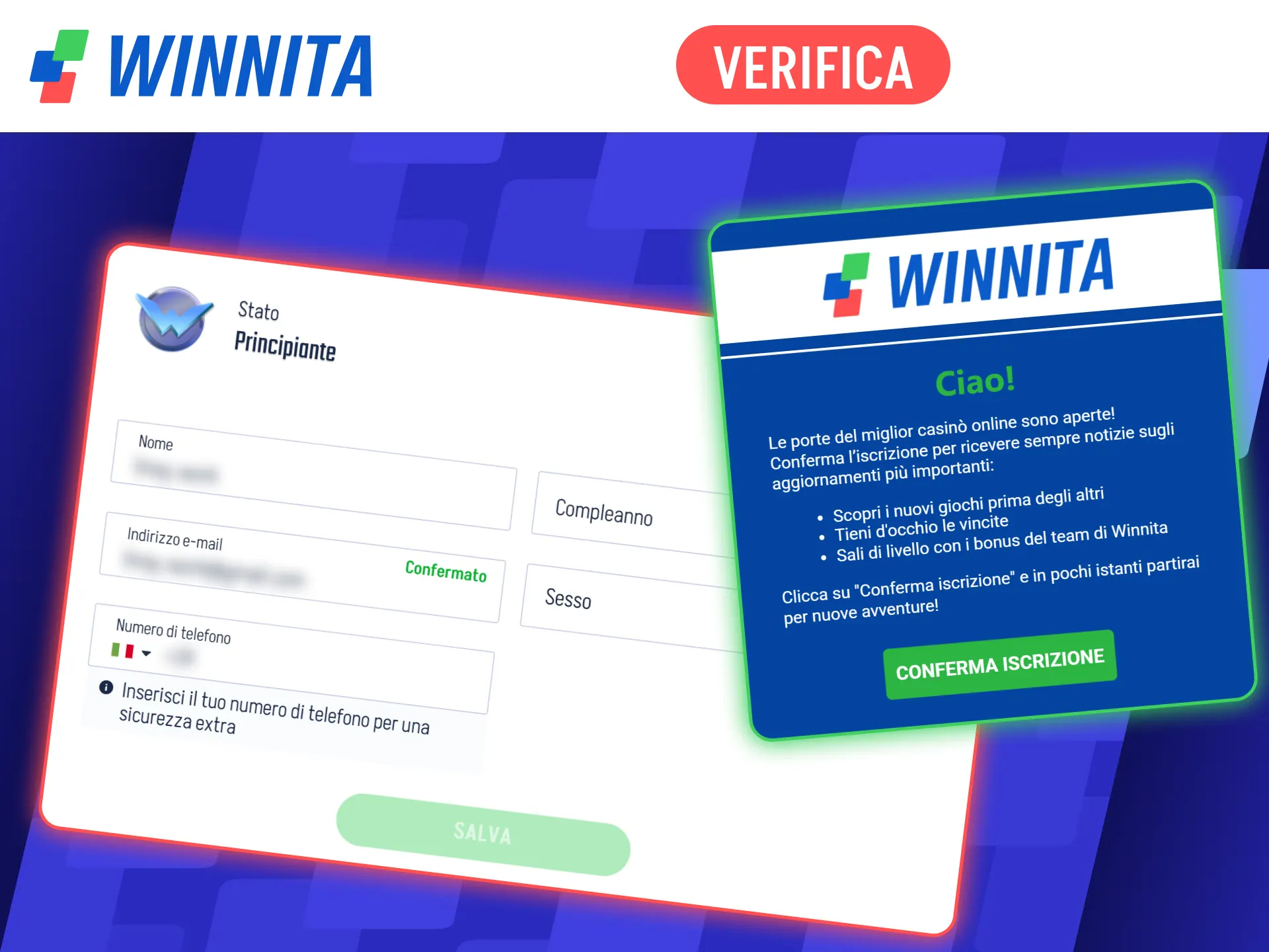Invia i tuoi documenti per la verifica ufficiale su Winnita.
